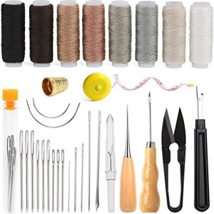 BAGERLA Upholstery Repair Sewing Kit Heavy Duty Sewing Kit with Awl Tools, Seam Ripper, Hand Stitching Needles, Upholstery Thread, Leather Craft Tool Kit for Shoes Sofa Tent Carpet Leather Craft DIY