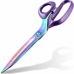 Fabric Scissors, Ultra-Sharp Stainless Steel Sewing Scissors, Professional Titanium Coating Tailor Scissors, Clothing Scissors for Home, 10.5 Inch Purple